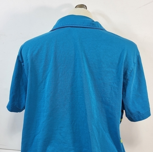 Puma Collared Short Sleeve Blue & Green Polo - Picture 4 of 8